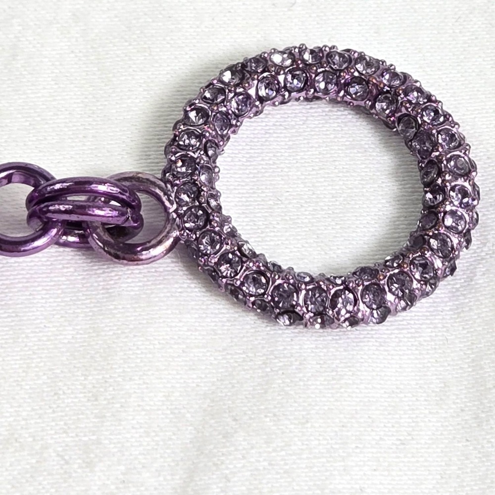 Juicy Couture Purple Gumdrop Round Crystal Pave Rhinestone‎ Toggle Bracelet 7" - Picture 13 of 16